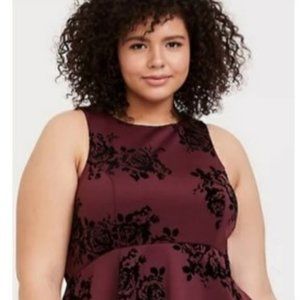 Torrid Burgundy and Black Velvet Dress